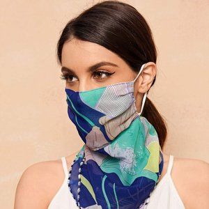 Blue Floral Face Protection